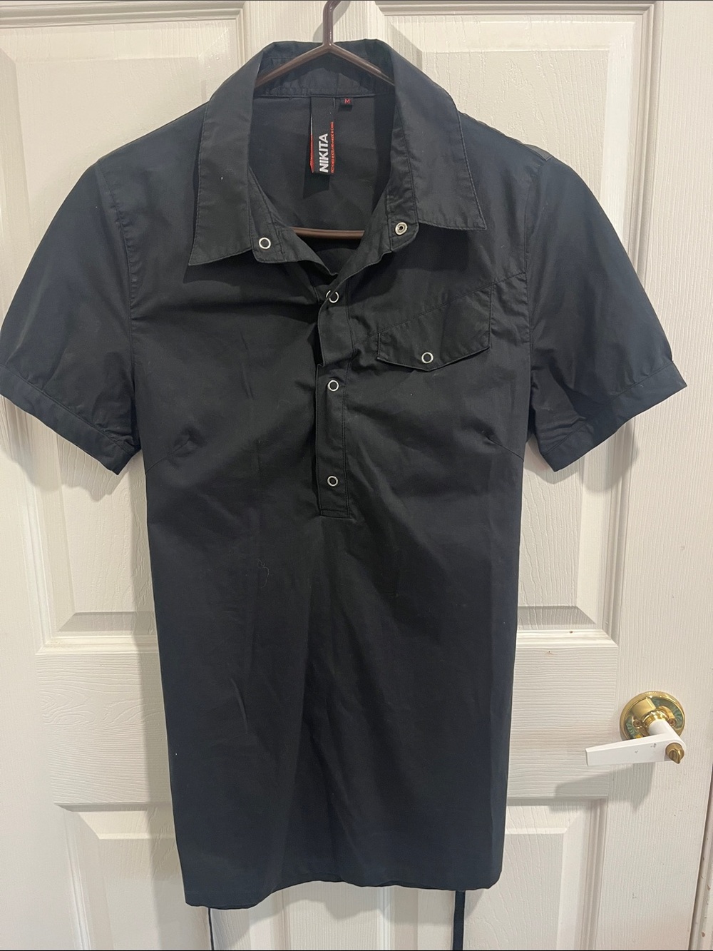 Nikita Women's Black Short-Sleeve Button Down Shirt